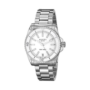  Shop Authentic Gucci Dive Quartz White Dial Stainless Steel Unisex Watch - YA136402 - Luxxuri