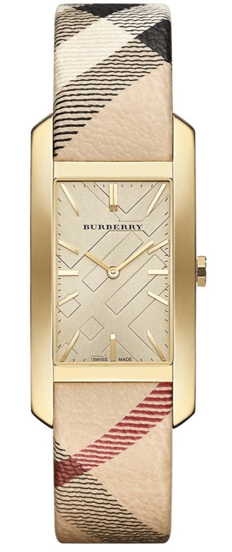  Shop Authentic Burberry Pioneer Gold Dial Haymarket Beige Leather Strap Watch for Women - BU9509 - Luxxuri