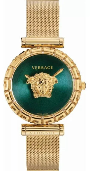  Shop Authentic Versace Palazzo Empire Greca Green Dial Gold Mesh Bracelet Watch for Women - VEDV00819 - Luxxuri