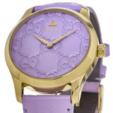  Shop Authentic Gucci G Timeless Quartz Lilac Dial Lilac Leather Strap Watch For Women - YA1264098 - Luxxuri