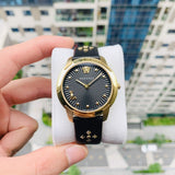  Shop Authentic Versace Audrey Quartz Black Dial Black Leather Strap Watch for Women - VELR00319 - Luxxuri