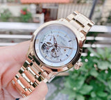  Shop Authentic Bulova BVA Skeleton Silver Dial Gold Steel Strap Watch for Men - 97A108 - Luxxuri
