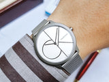  Shop Authentic Calvin Klein Minimal White Dial Silver Mesh Bracelet Watch for Men - K3M5115X - Luxxuri
