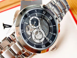  Shop Authentic Bulova BVA Dual Aperture Black Dial Silver Steel Strap Watch for Men - 96A119 - Luxxuri