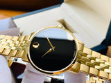  Shop Authentic Movado Museum Classic Quartz Black Dial Gold Steel Strap Watch for Men - 0607203 - Luxxuri