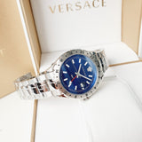  Shop Authentic Versace Hellenyium GMT Blue Dial Silver Steel Strap Watch for Men - V11010015 - Luxxuri