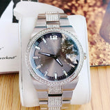  Shop Authentic Bulova Crystal Collection Brown Dial Silver Steel Strap Watch for Men - 96B221 - Luxxuri