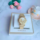  Shop Authentic Versace V-Motif Gold Dial Gold Steel Strap Watch for Women - VERE00618 - Luxxuri