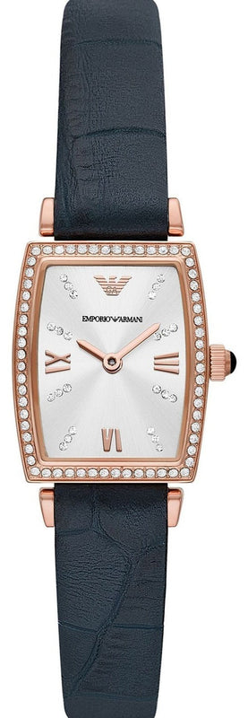  Shop Authentic Emporio Armani Gianni T Bar Crystals Silver Dial Blue Leather Strap Watch For Women - AR11469 - Luxxuri