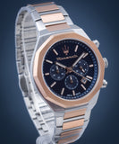 Shop Authentic Maserati Stile Chronograph Blue Dial Rose Gold Two Tone Strap Watch For Men - R8873642002 - Luxxuri