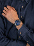  Shop Authentic Fossil Garrett Chronograph Blue Dial Silver Steel Strap Watch for Men - FS5623 - Luxxuri