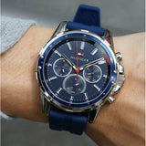  Shop Authentic Tommy Hilfiger Mason Blue Dial Blue Rubber Strap Watch for Men - 1791791 - Luxxuri