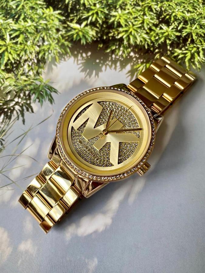  Shop Authentic Michael Kors Ritz Pave Crystals Gold Dial Gold Steel Strap Watch for Women - MK6862 - Luxxuri